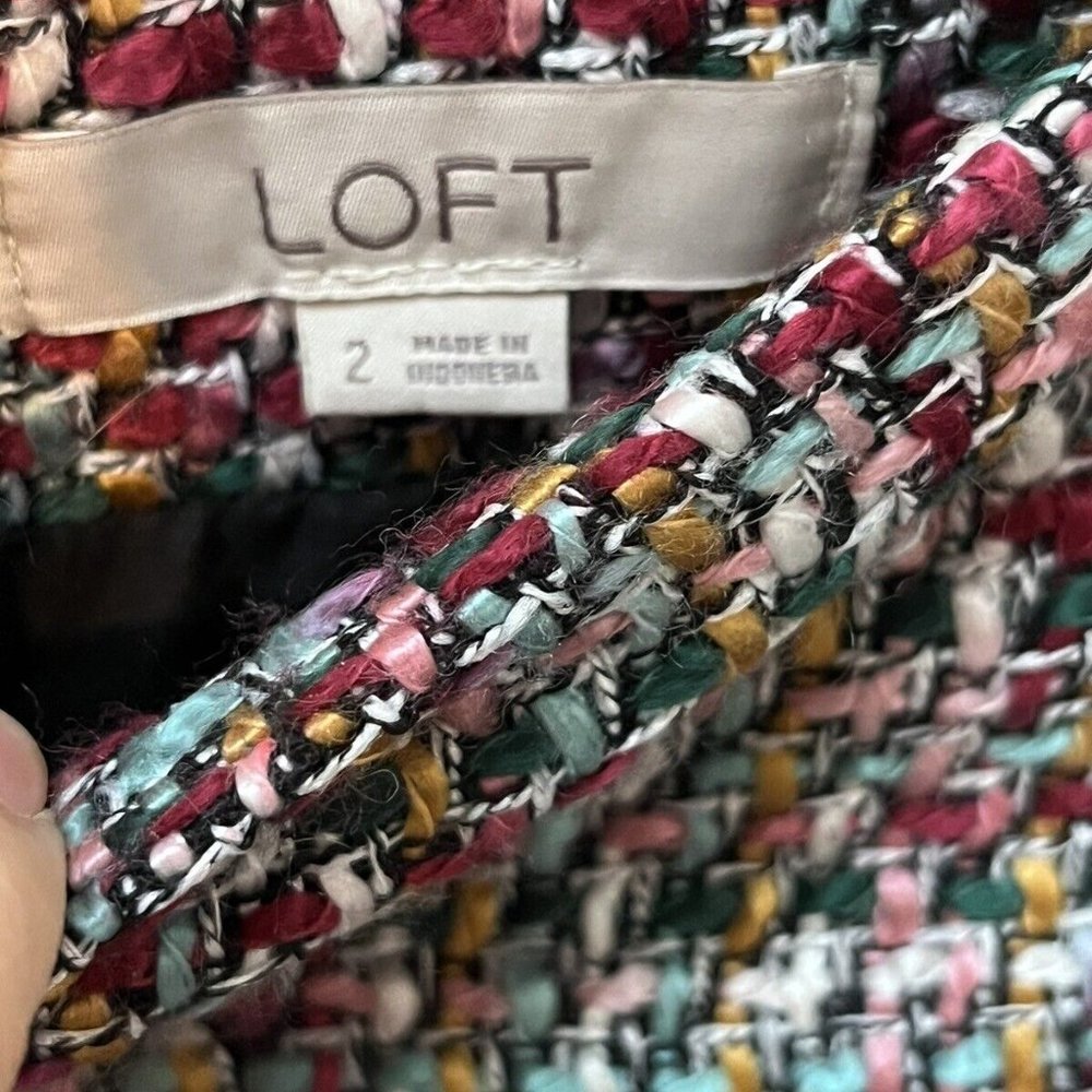 Loft Tweed Above Knee Skirt Womens Sz 2 Easter Career Wear Lined Mod Preppy - Picture 4 of 6